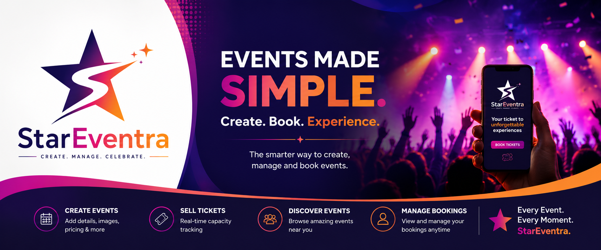 StarEventra — Events made simple. Create, book and experience events.